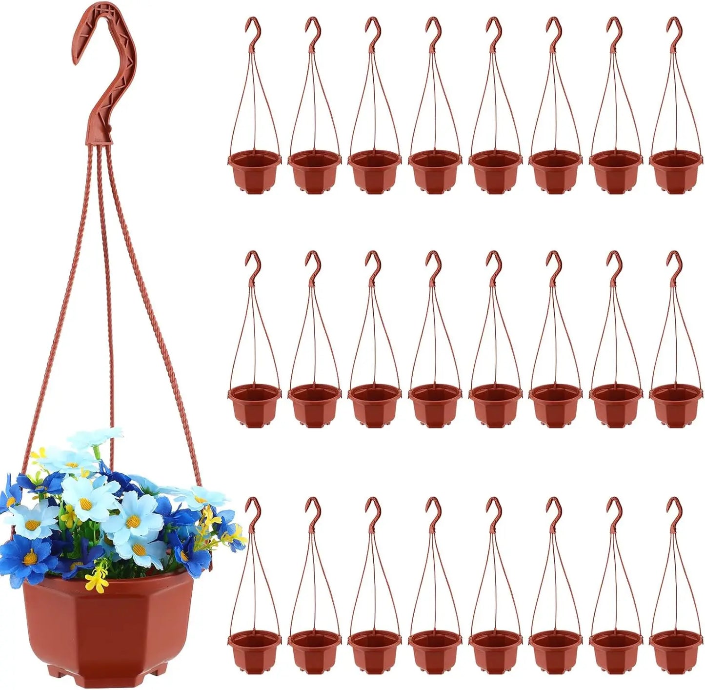24 Pack Hanging Planter Pots With Hooks For Indoor Outdoor