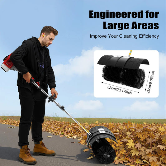 Gas Powered Walk Behind Sweeper Multi Surface For Driveways Lawns