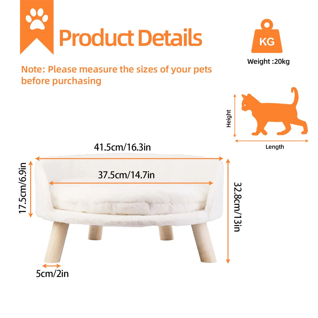 BINGOPAW Luxury Plush Cat Bed Nest With Wood Legs Support