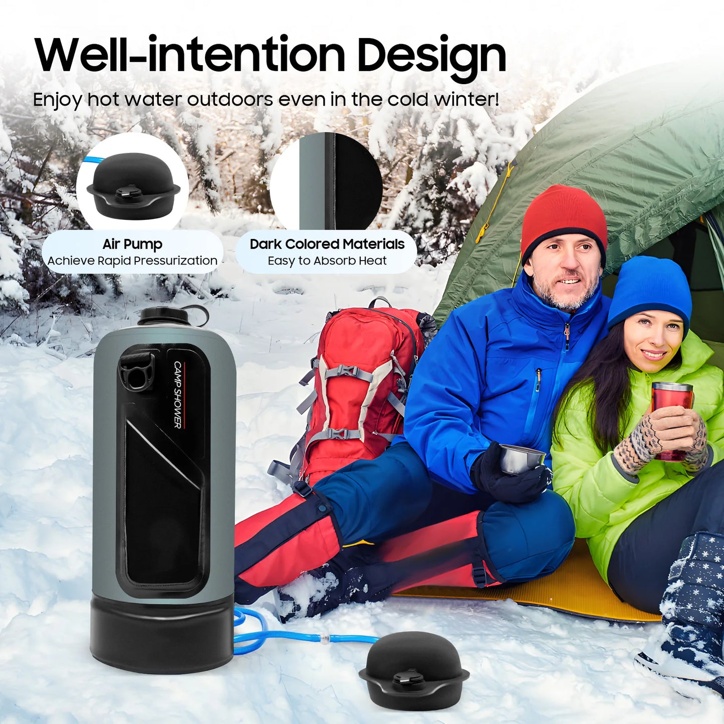 Camping Solar Shower With Pump Portable Shower Bag And Hose