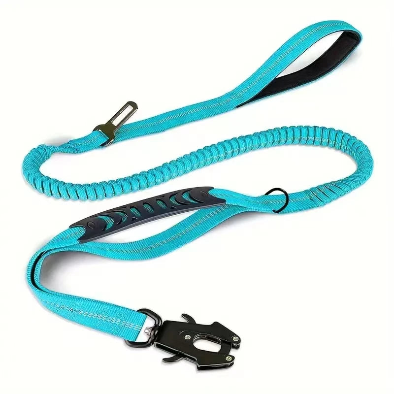 Reflective Shock Absorbing Dog Leash With Car Seatbelt No Pull