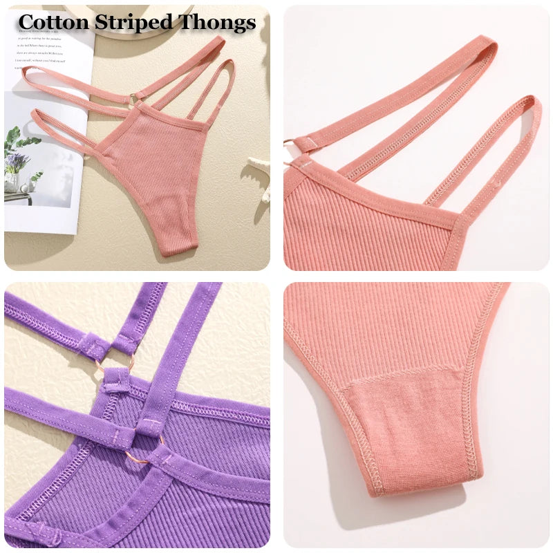 Finetoo Cotton Panties For Women Breathable Low Waist Underwear