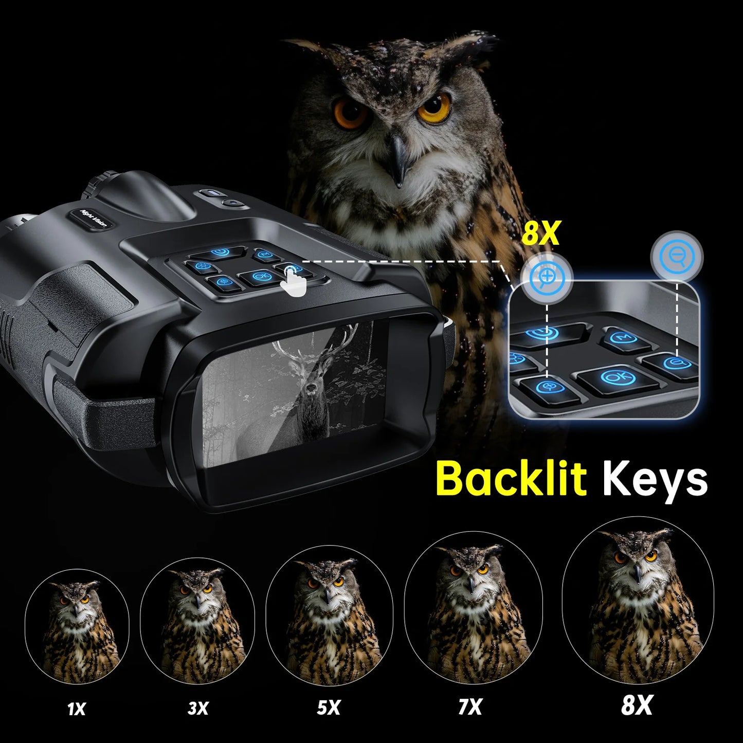 DIYIMIN Night Vision Binoculars 4K Infrared Rechargeable 8x Digital Zoom