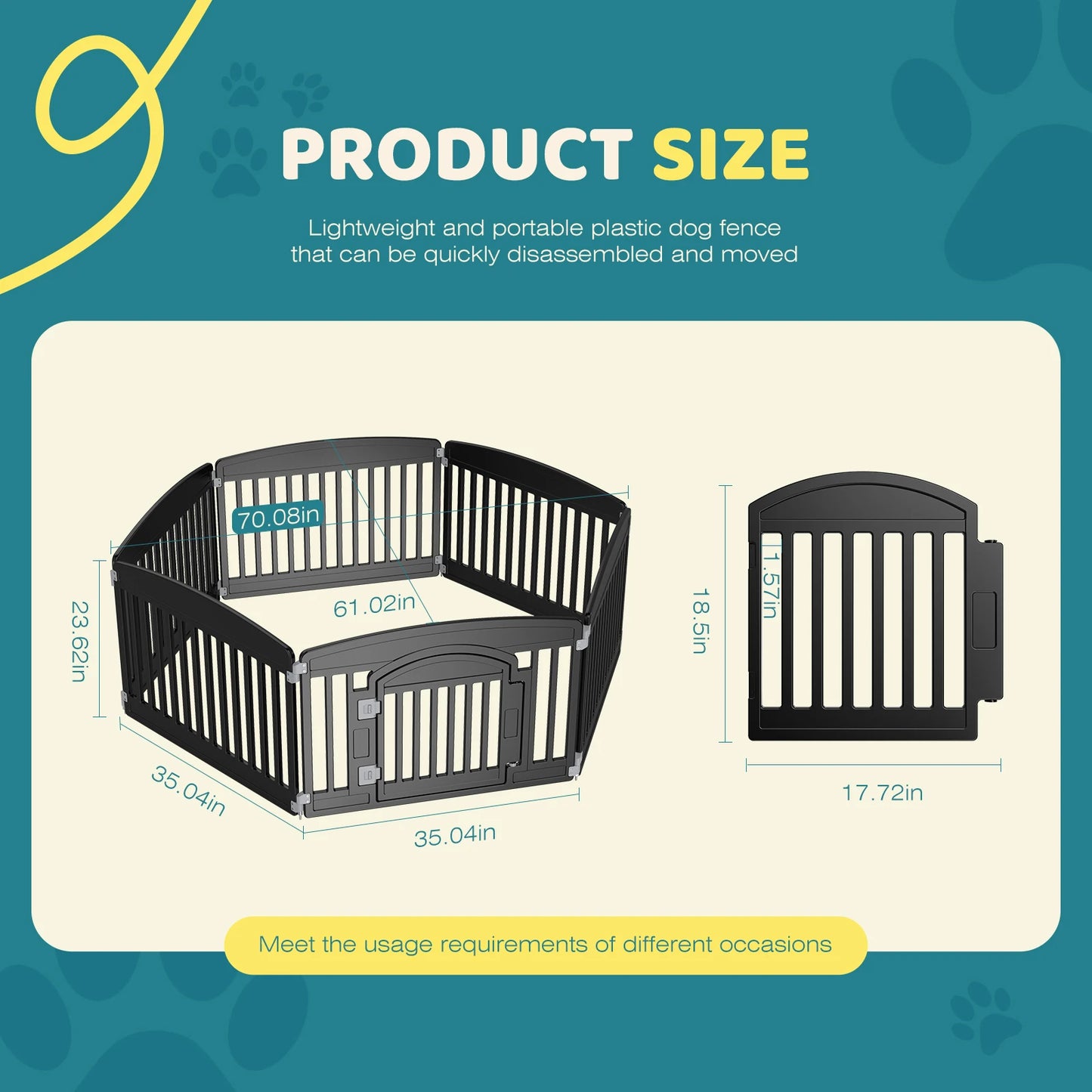 JHK Plastic Dog Playpen For Medium Dogs Durable Portable Fence