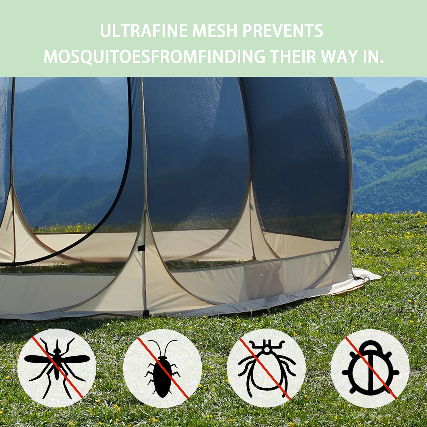 Pakicetus Family Pop Up Shelter With Full Mesh Walls for Camping