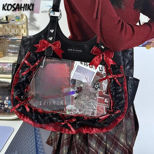Kuroyabu Luxury Ruffled Lolita Handbag Ita Bag Gothic Underarm