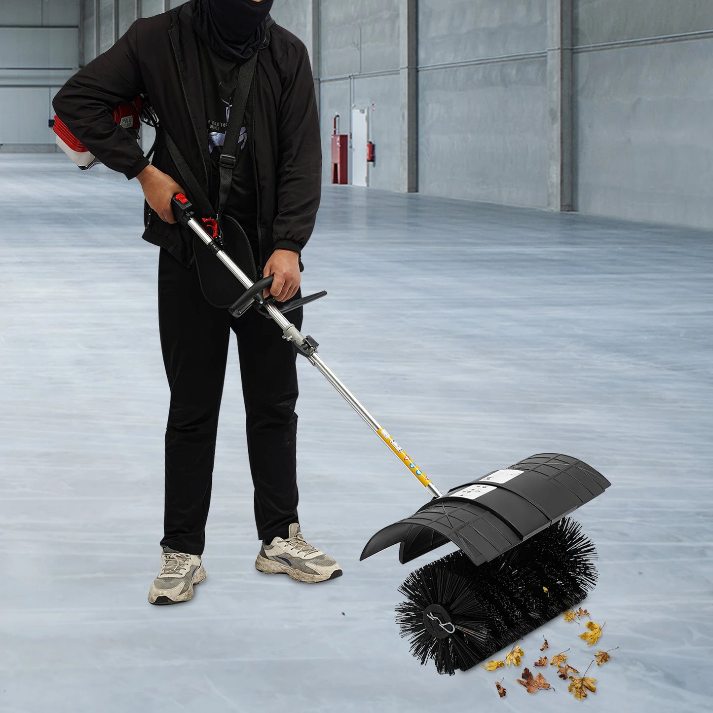 Gas Powered Walk Behind Sweeper Multi Surface For Driveways Lawns