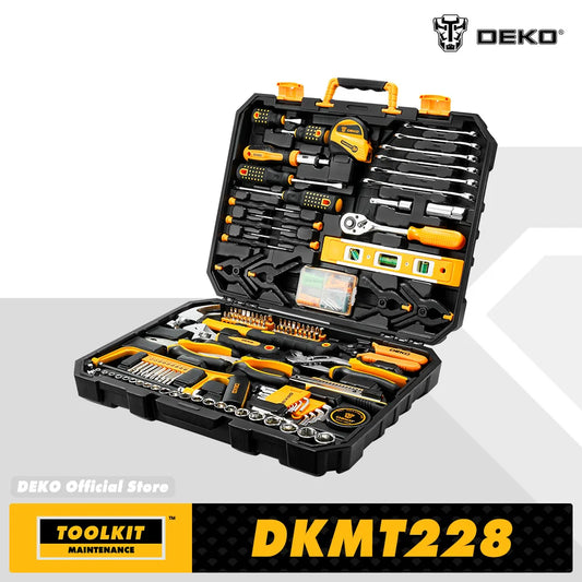 DEKOPRO 228-Piece Socket Wrench Tool Set With Plastic Toolbox