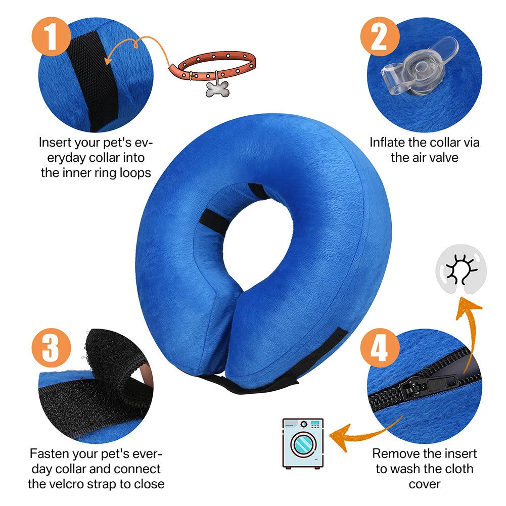 Inflatable Pet Recovery Collar For Dogs And Cats Soft Protective