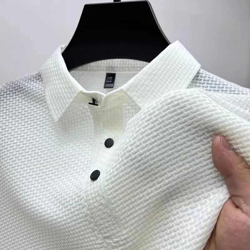 Men's Business Casual Short Sleeve Polo Shirt Breathable Summer Top
