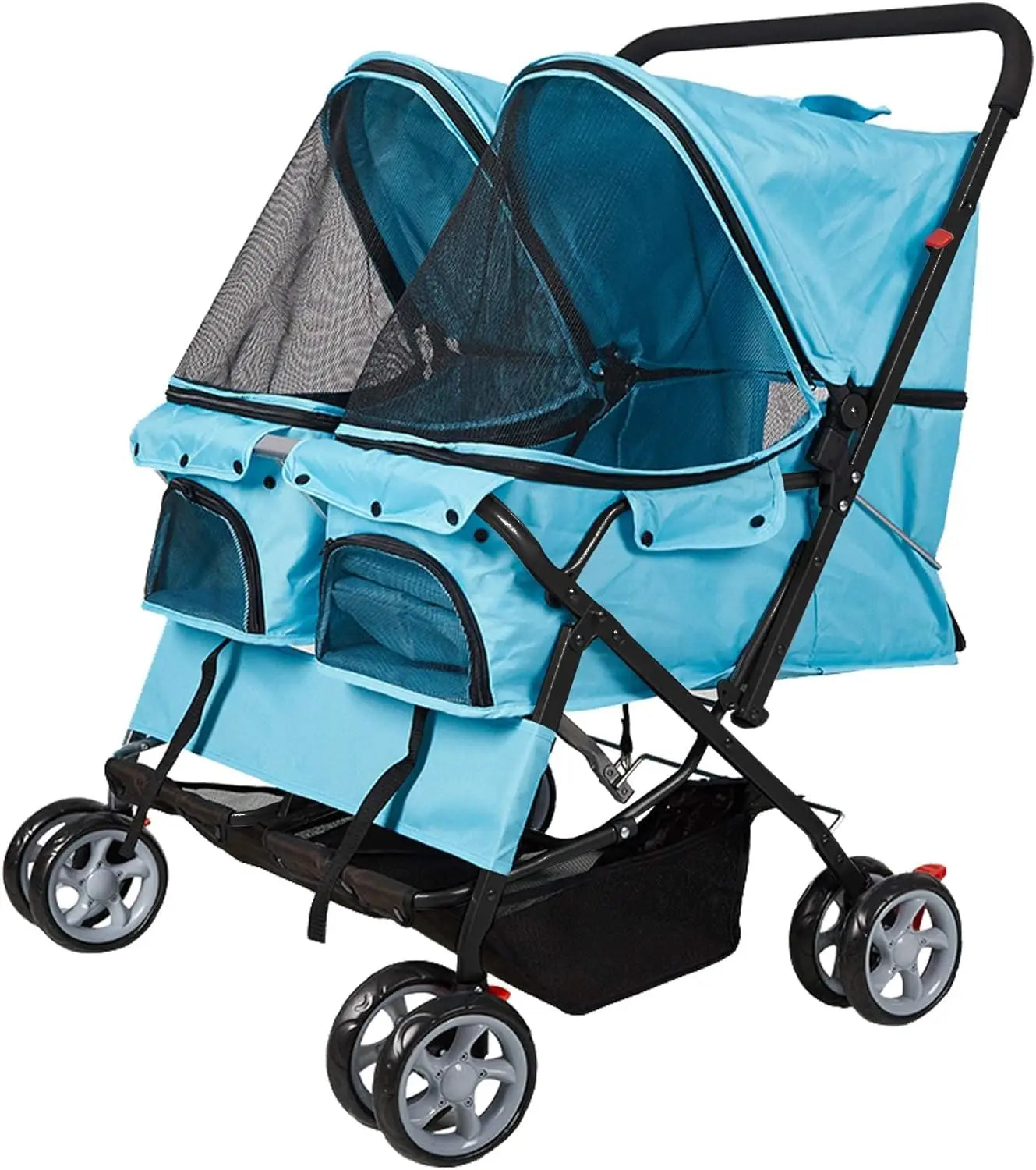 Foldable Twin Pet Stroller for Dogs and Cats Portable Travel