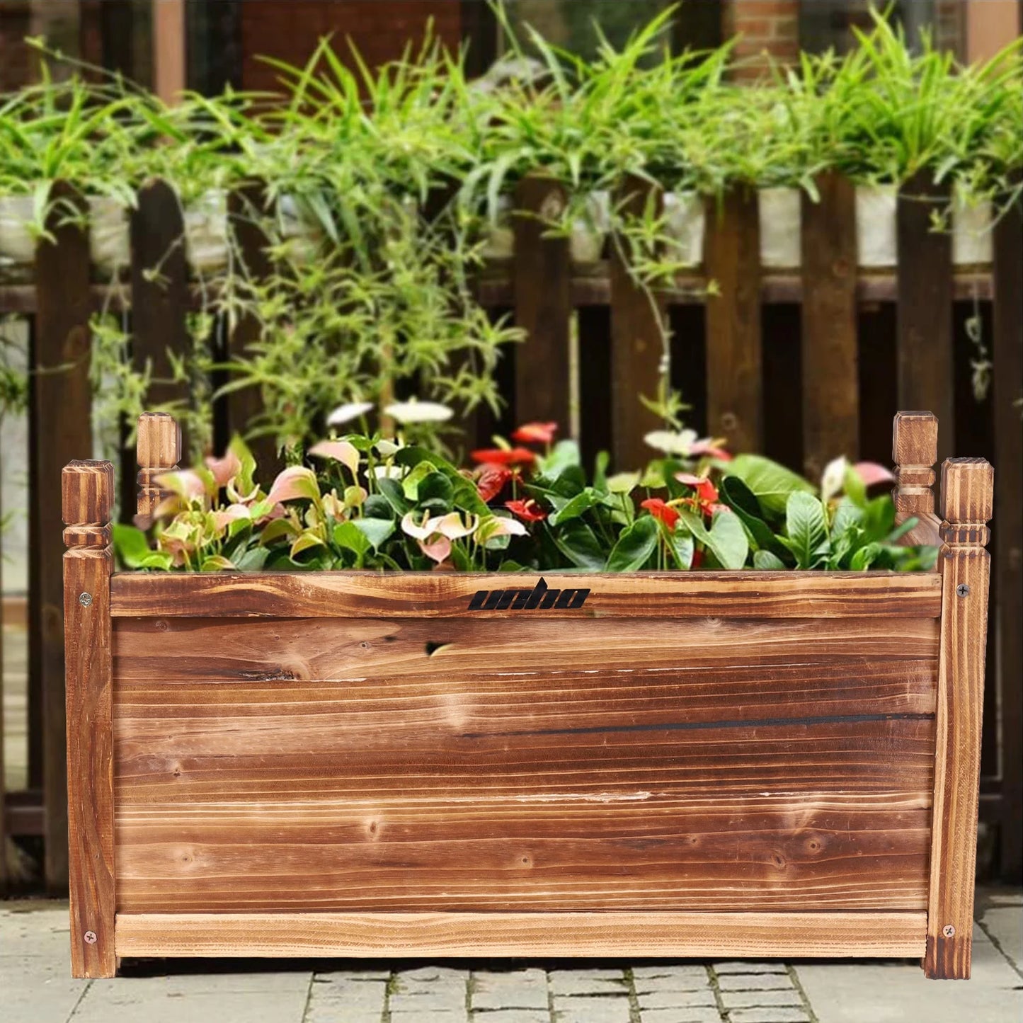 Wood Planter Box Outdoor Raised Garden Planter Bed For Flowers