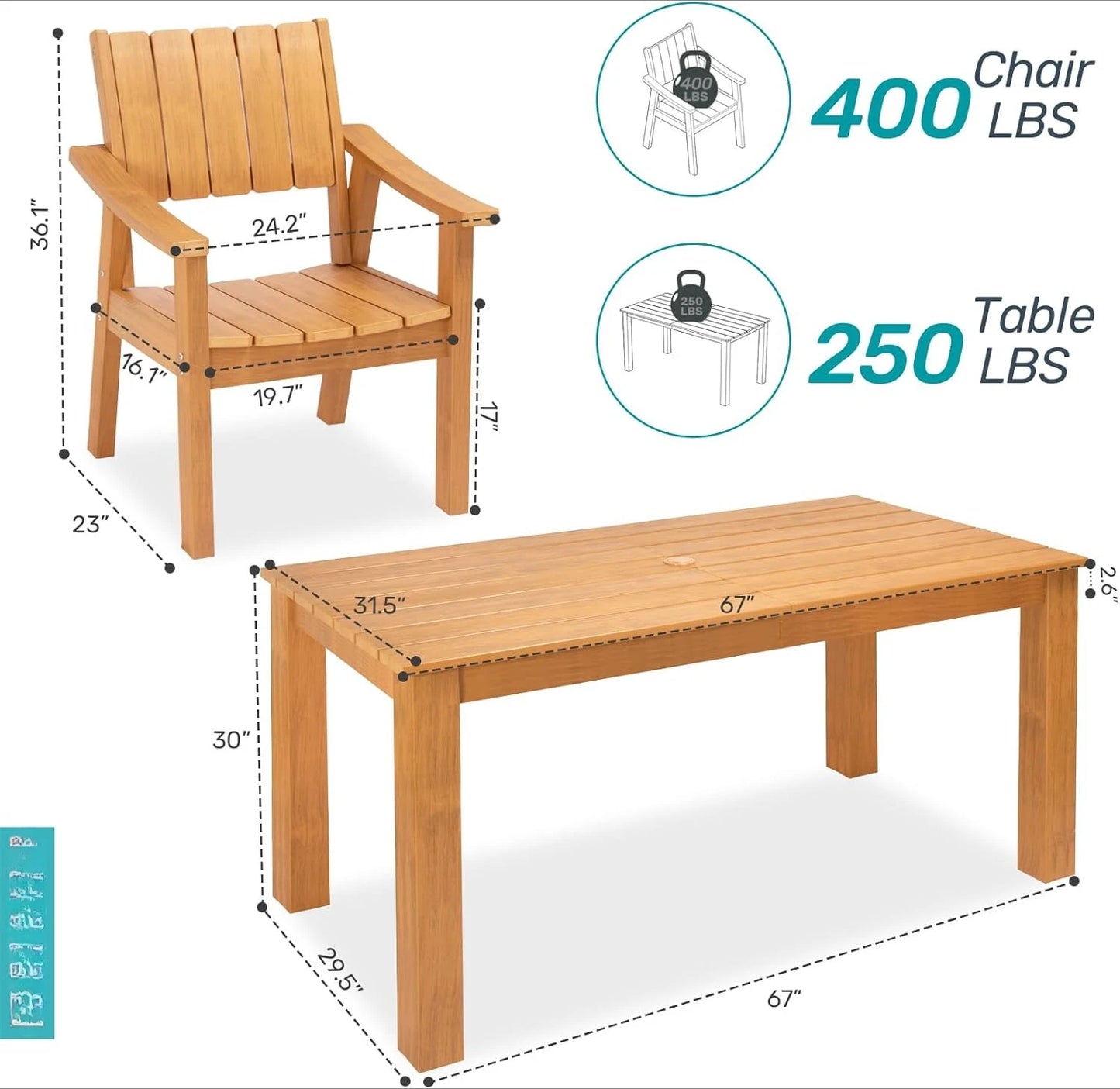 HDPE Outdoor Patio Table And Chairs Set For Dining