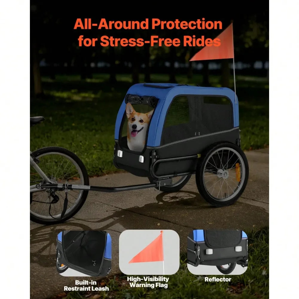 XMSJ Bike Trailer For Dogs Pet Cart Bicycle Carrier Foldable With Quick Release