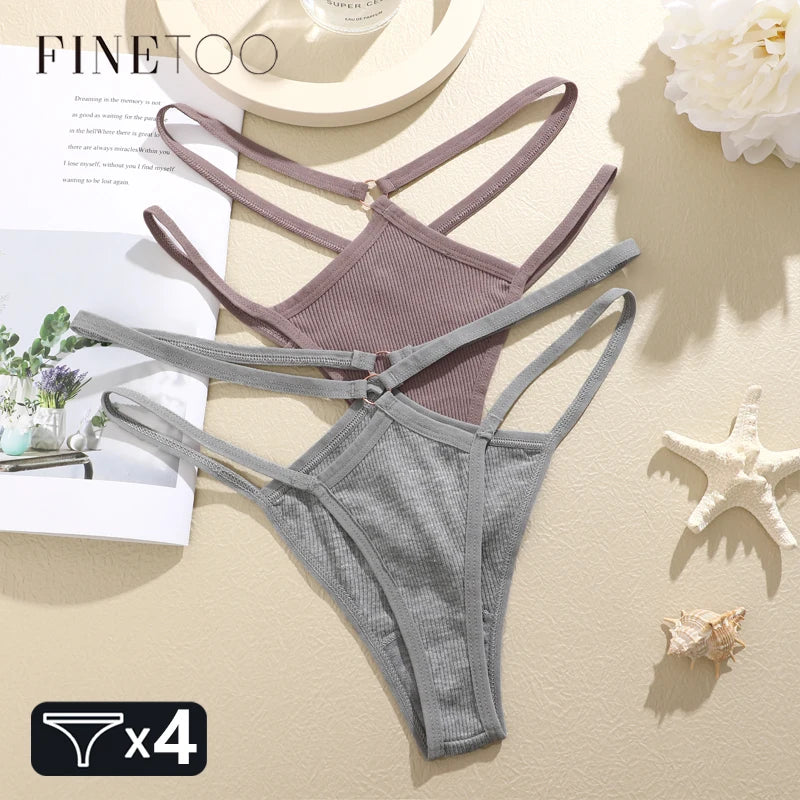 Finetoo Cotton Panties For Women Breathable Low Waist Underwear