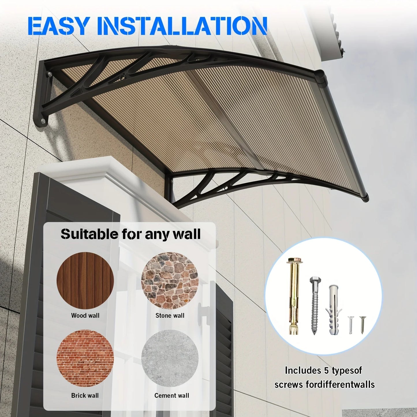 GUANSU-CN Awning Canopy for Doors and Windows UV Protection