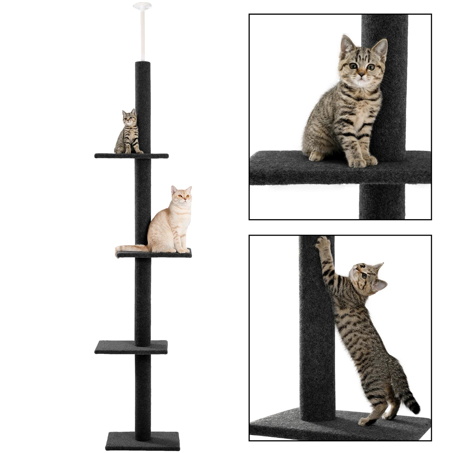 PEQULTI Adjustable Height Cat Tree Indoor Scratching Posts For Cats