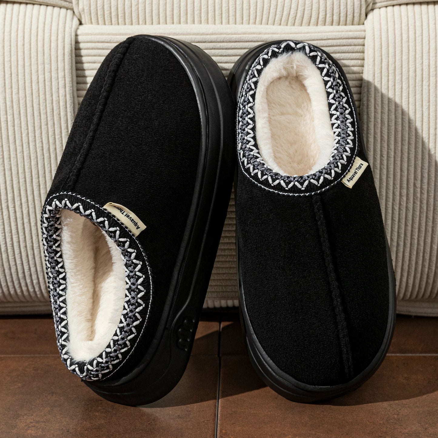 Winter Women Slippers Fur Lined Indoor Outdoor Plush House Shoes