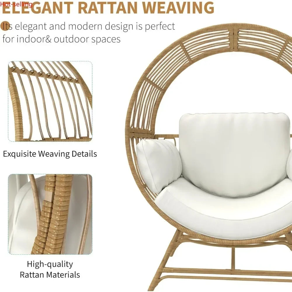 Egg Chair Outdoor Indoor Oversized Rattan Wicker Patio Lounge