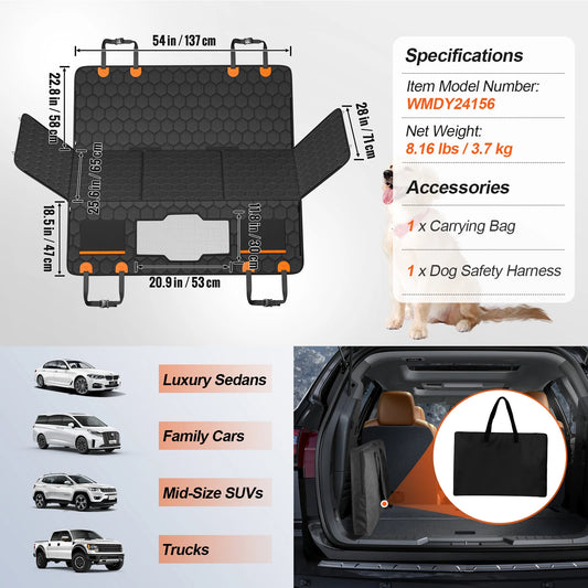 SucceBuy Back Seat Extender Dog Car Seat Cover Hammock With Storage Pocket
