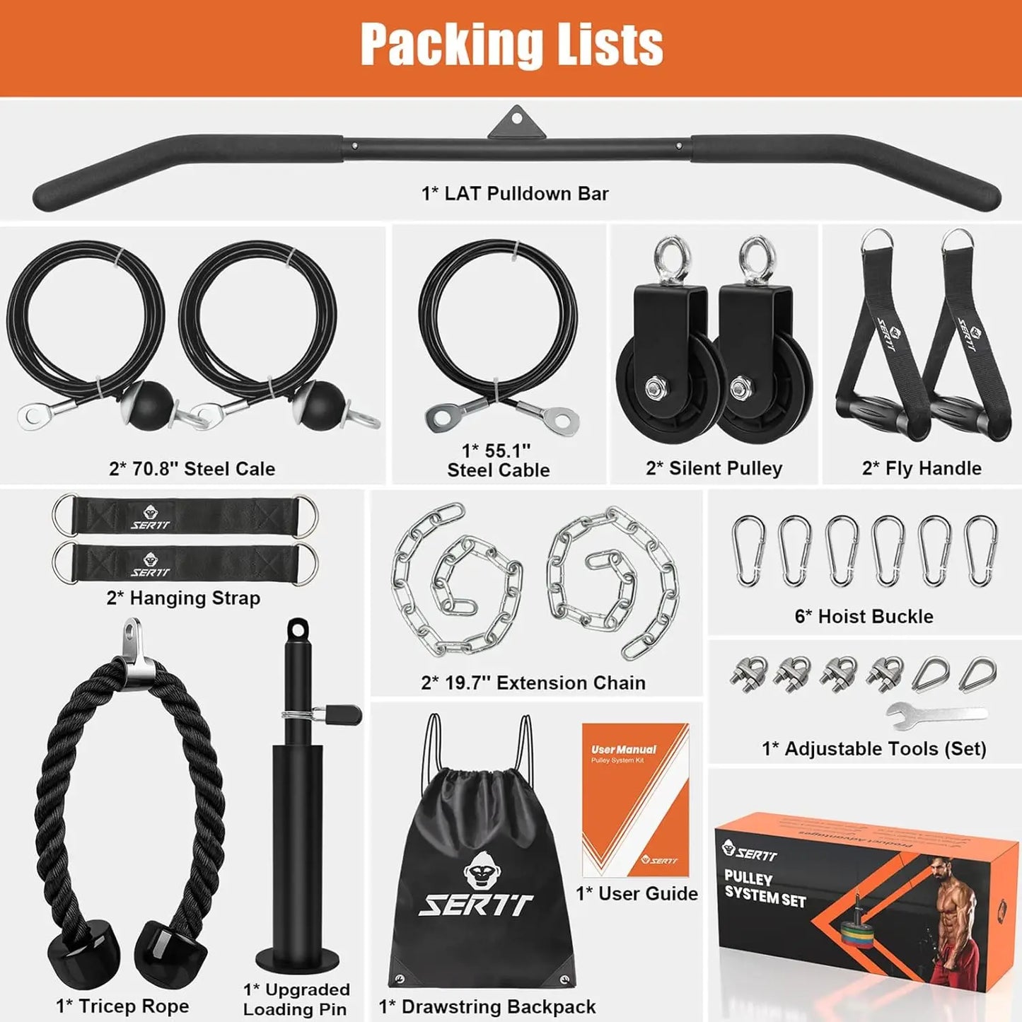 Home Gym Pulley System For Triceps Lat Pulldown And Curl