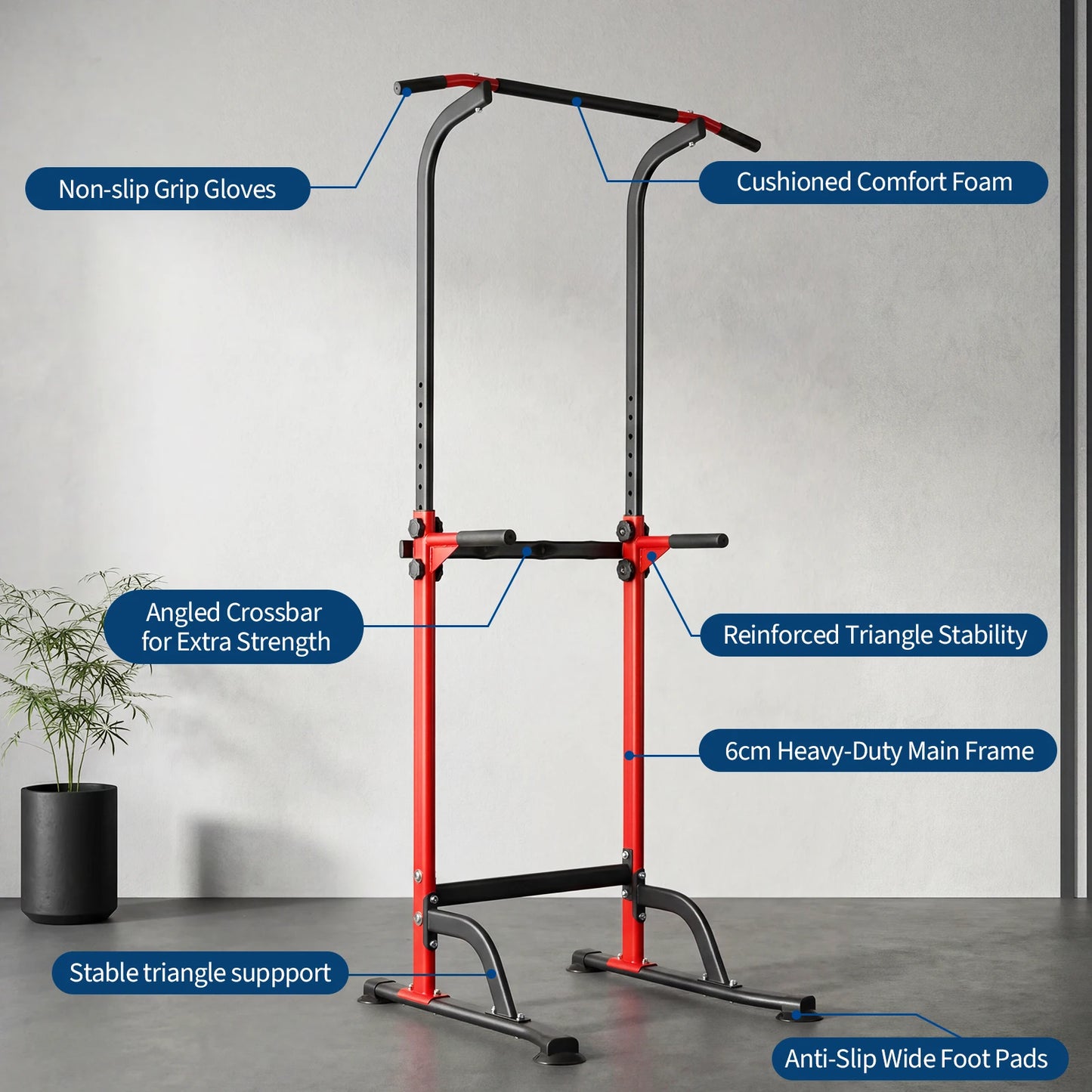 Heavy Duty Power Tower Pull Up Dip Station 330LBS Adjustable