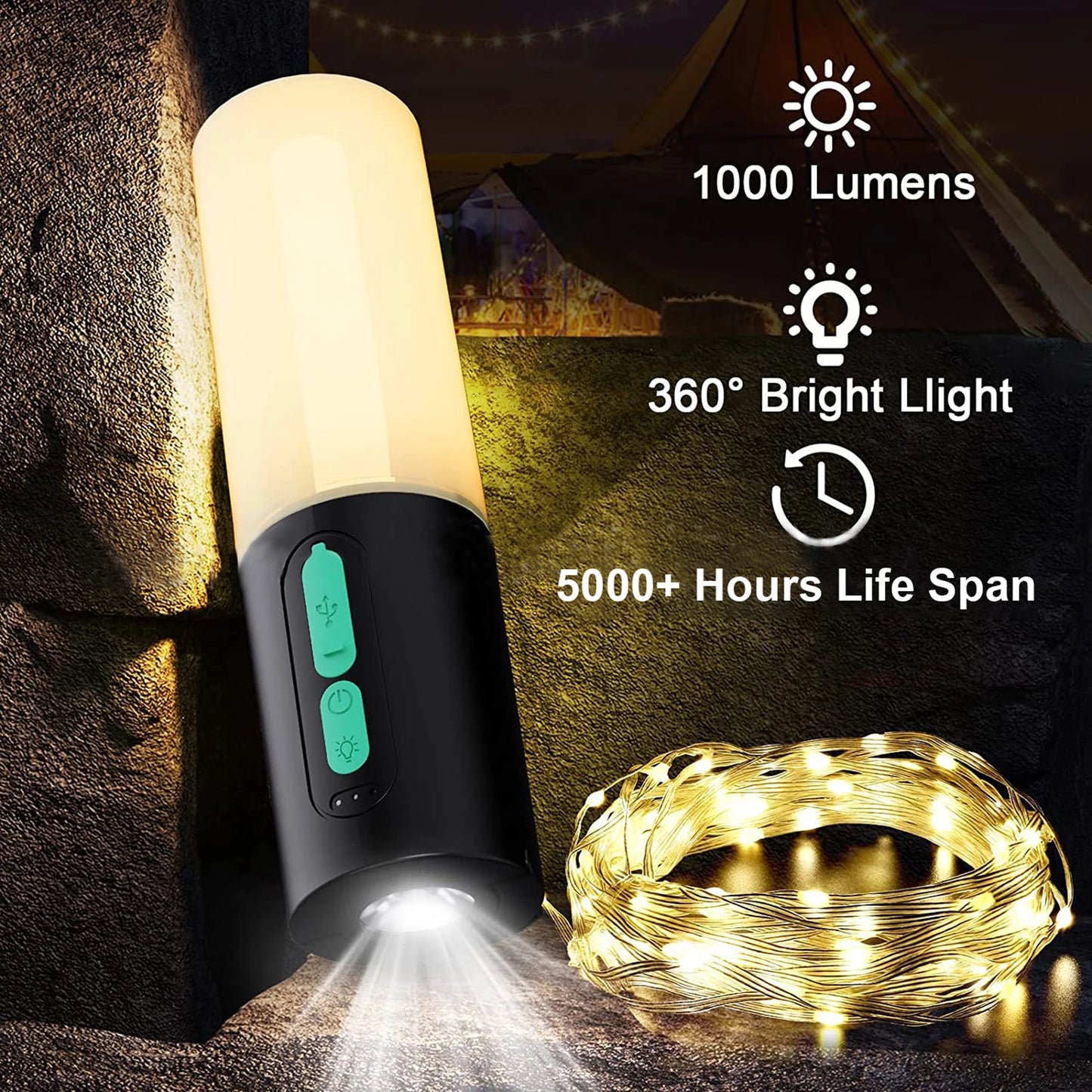 LIXADA Type C Rechargeable Outdoor Night Light Lantern With 4000mAh Battery