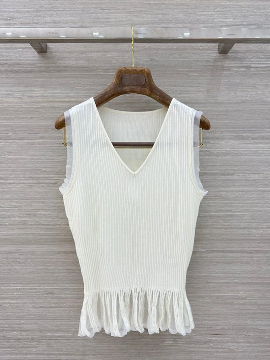 Womens Sleeveless Knit V Neck Top Casual Summer Fashion