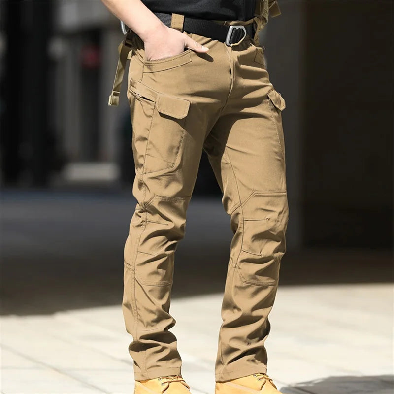 Hirigin Men's Cargo Pants Solid Multi Pocket Waterproof Trousers