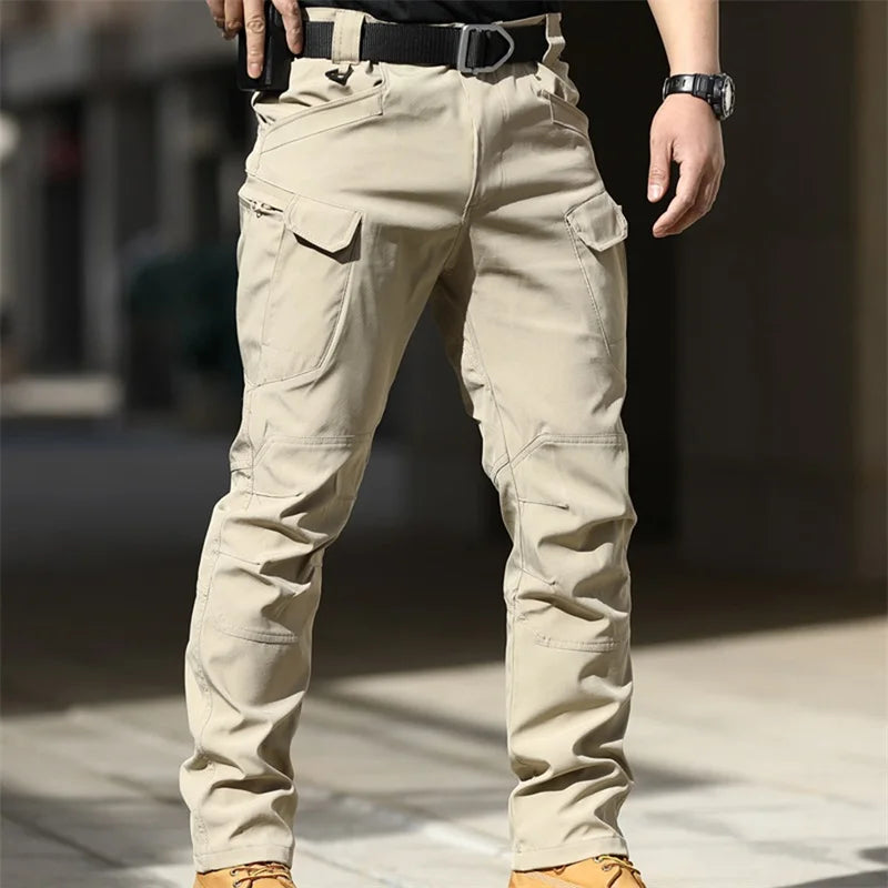 Hirigin Men's Cargo Pants Solid Multi Pocket Waterproof Trousers