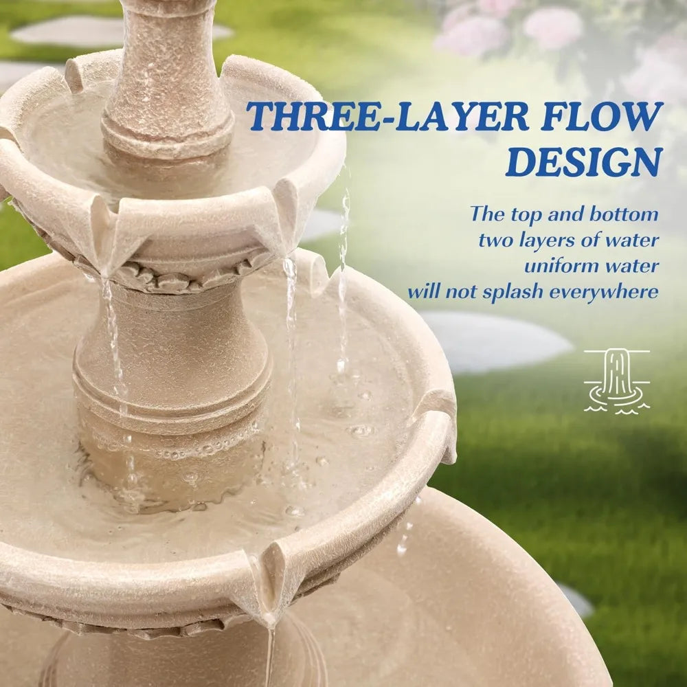 DAFIFY Outdoor Water Fountain Garden Cascading Floor Waterfall