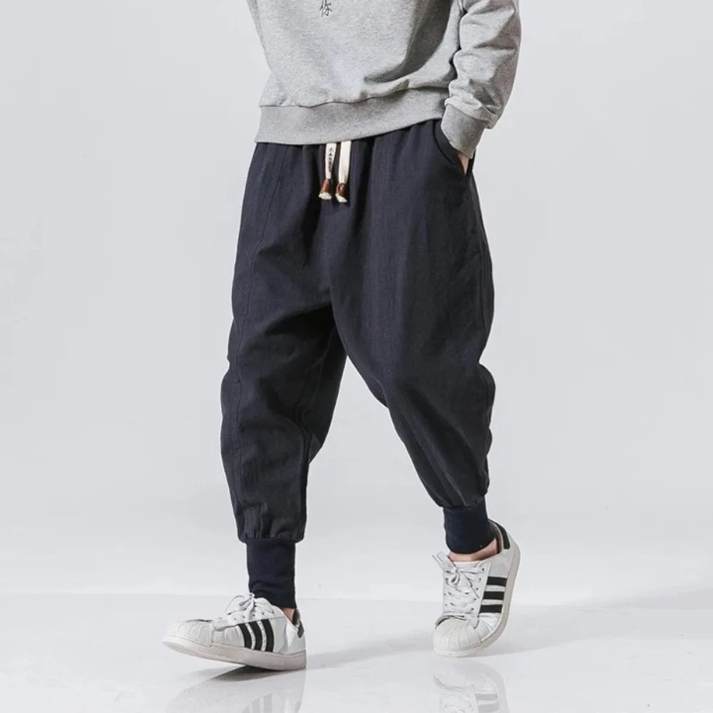 FURCW Cotton Linen Harem Pants For Men Streetwear Baggy DropCrotch