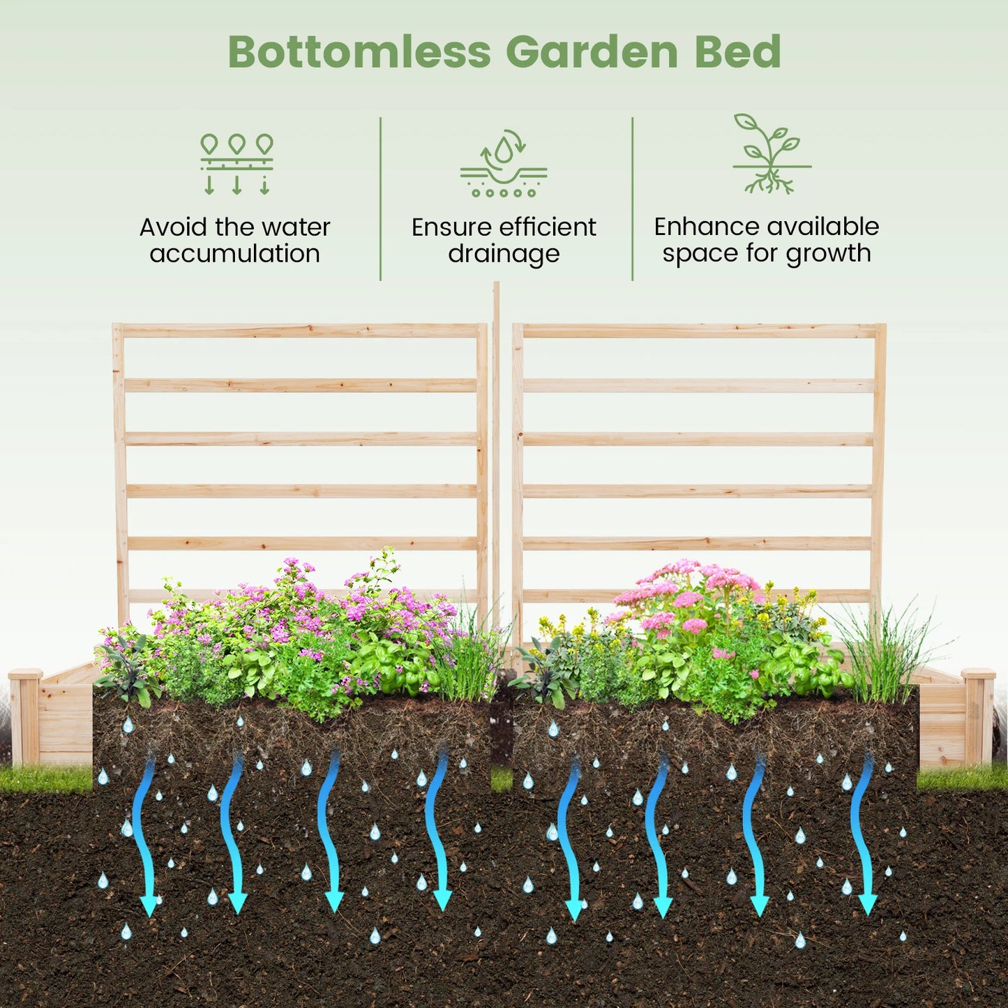 LIFEZEAL Wooden Raised Garden Bed Planter Box For Outdoor Garden