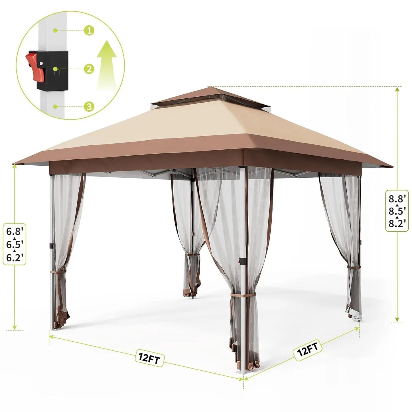 Outdoor Pop Up Gazebo With Mosquito Net Privacy Curtains Waterproof