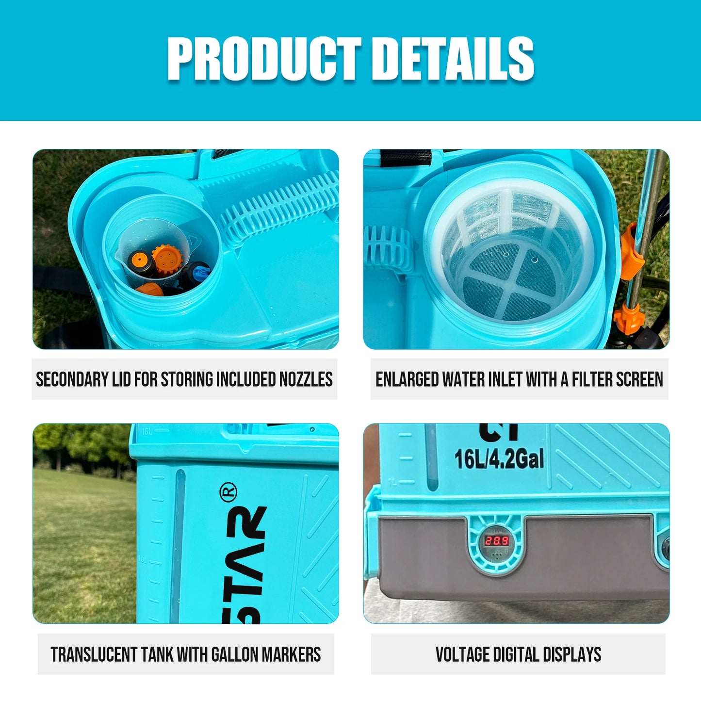 Battery Powered Backpack Sprayer 100 PSI Electric Garden Sprayer