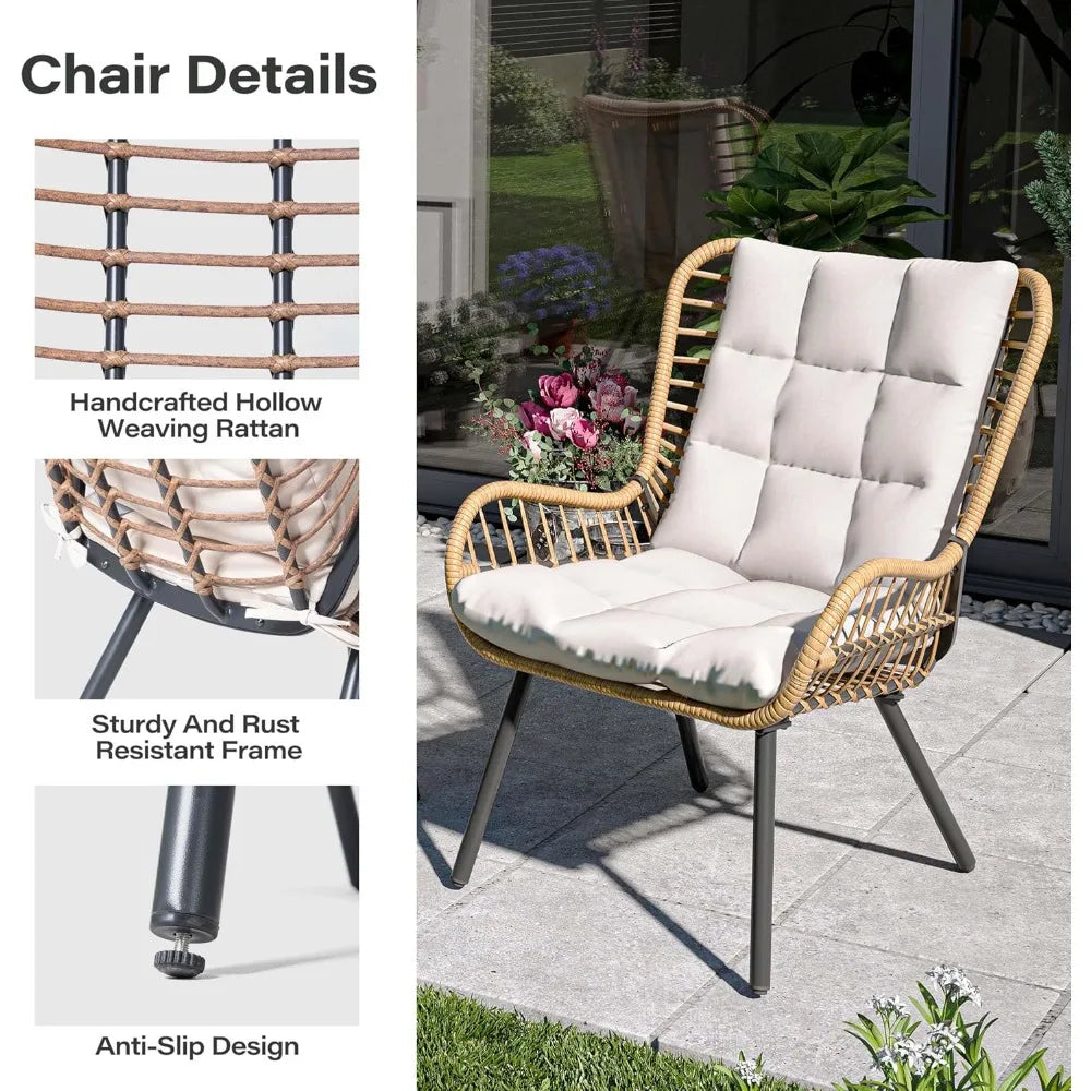 Outdoor Bistro Set With Coffee Table And Cushions For Patio