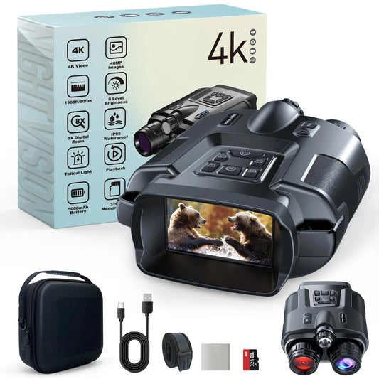 DIYIMIN Night Vision Binoculars 4K Infrared Rechargeable 8x Digital Zoom
