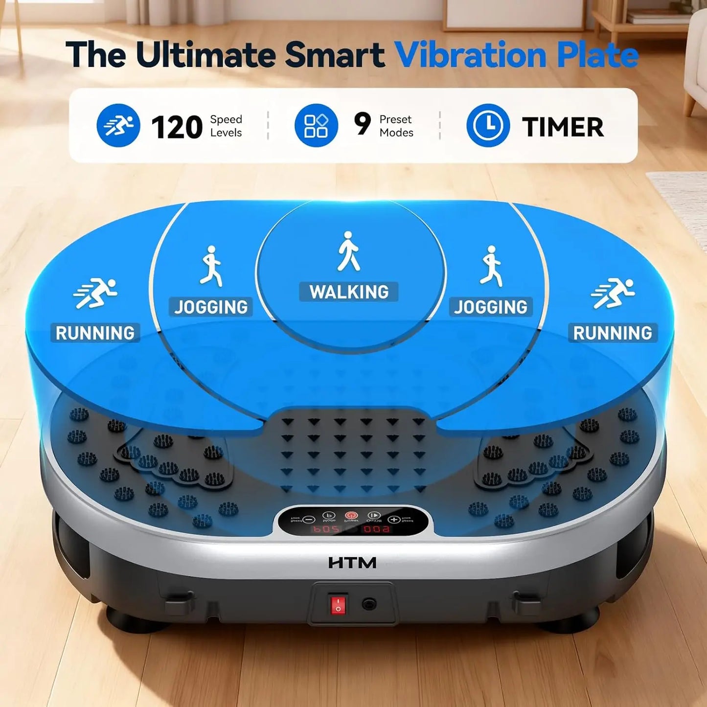 HTM Vibration Plate Exercise Machine 120 Speed Levels 9 Programs