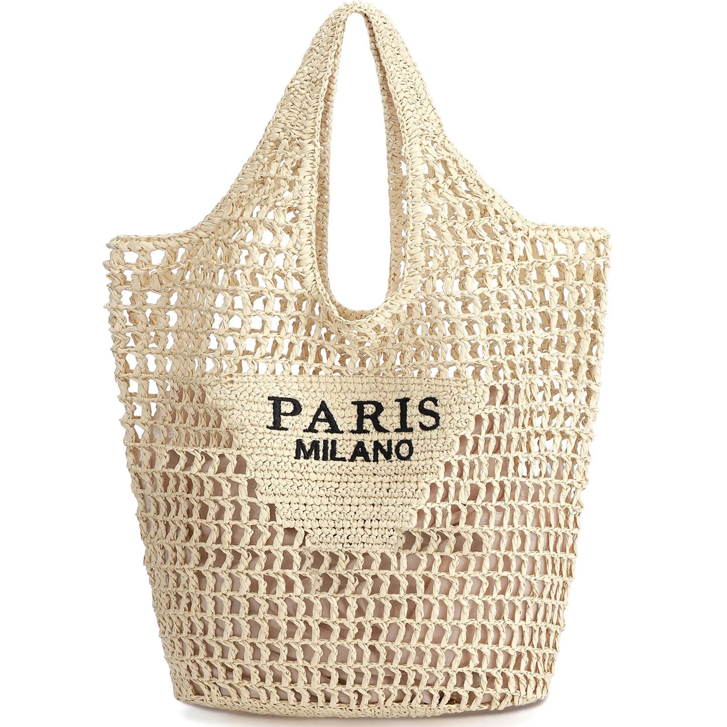 Women Straw Beach Tote Handmade Woven Summer Mesh Shoulder Bag