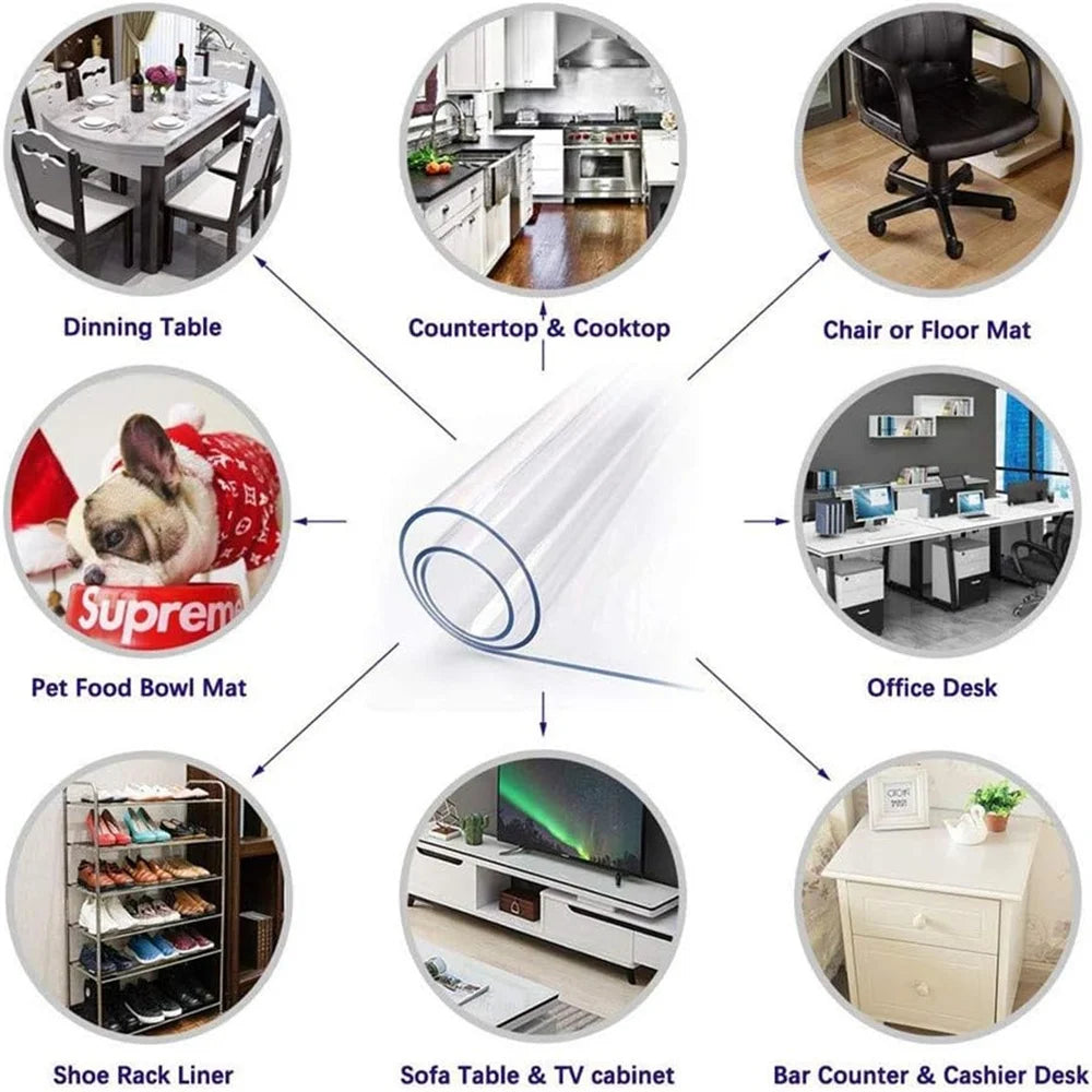 Durable PVC Table Cover Waterproof Oil-Proof Scratch-Resistant For Countertops