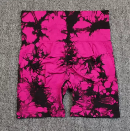 Tie Dye Yoga Shorts For Women Stretchable Gym Push Up
