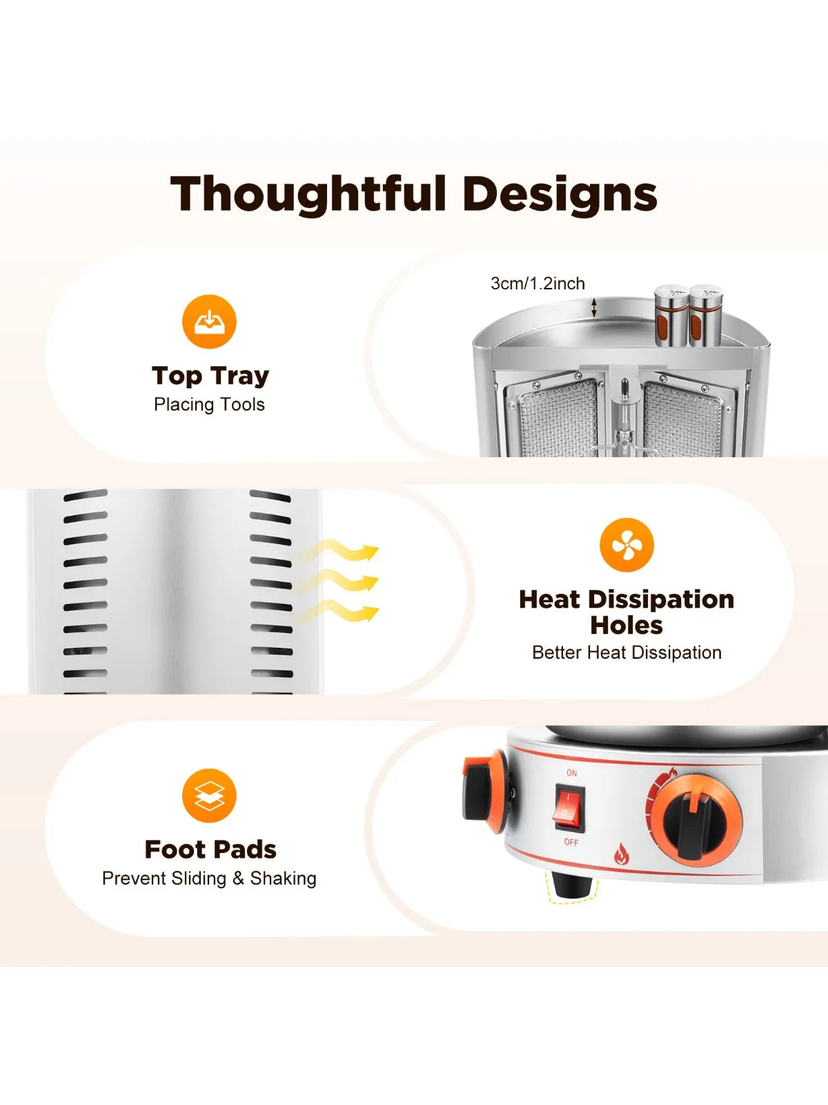 Electric Vertical Shawarma Broiler Rotating Gyro Grill 2 Burner