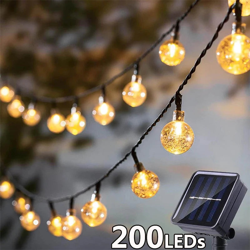 Solar Outdoor String Lights Crystal Fairy Garland 8 Modes Waterproof