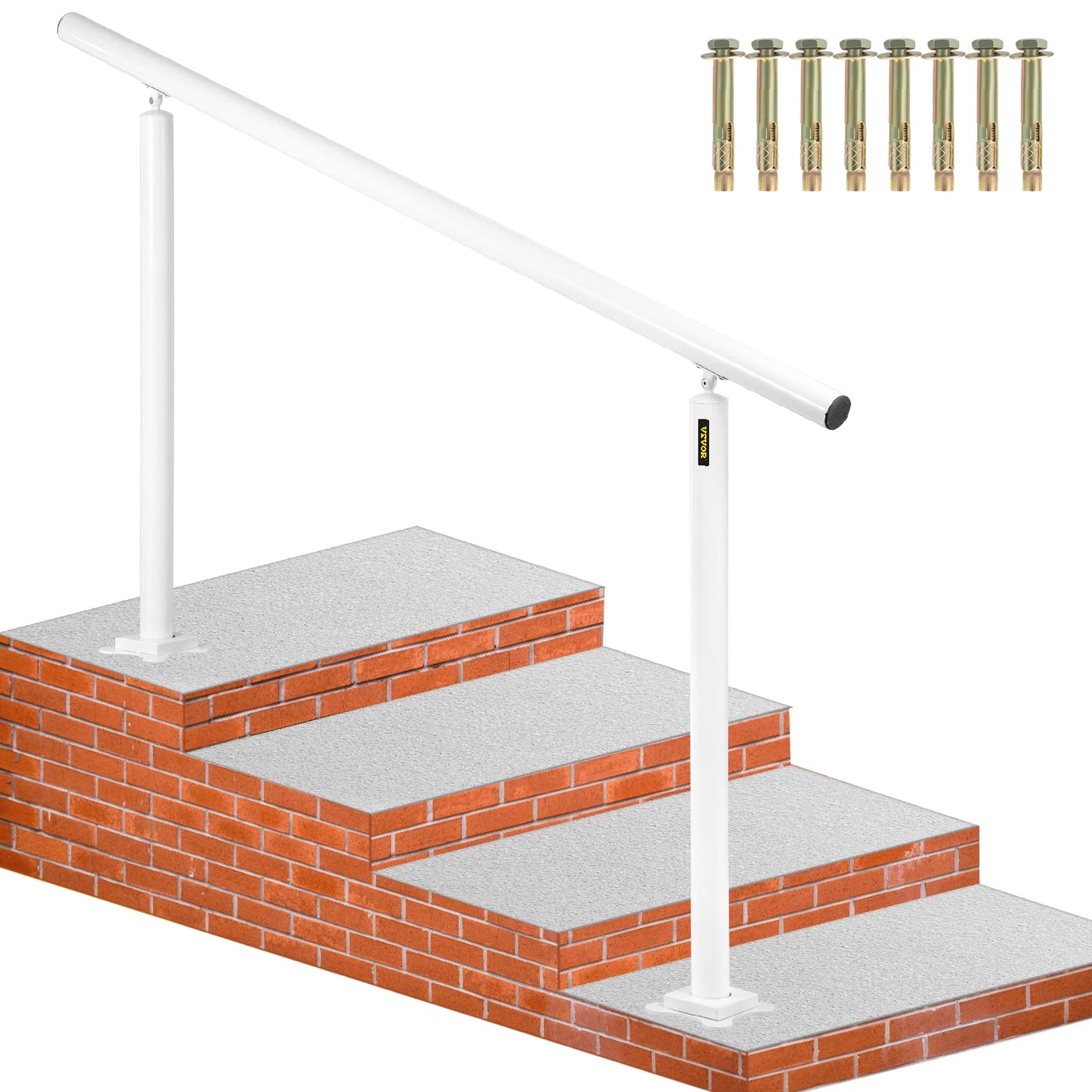 Outdoor Aluminum Handrail Fits 0 to 5 Steps Installation Kit
