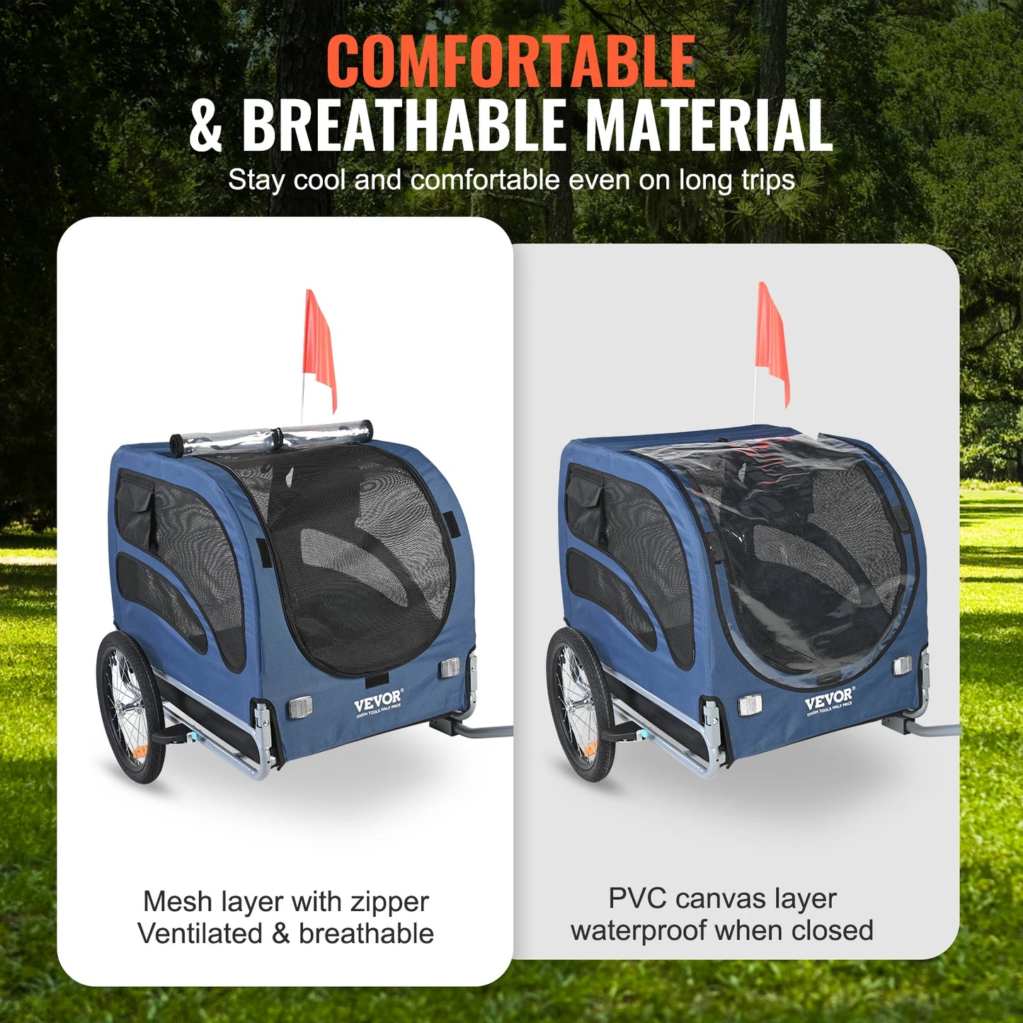 Pet Bike Trailer Carrier For Dogs Collapsible Reflectors And Flag