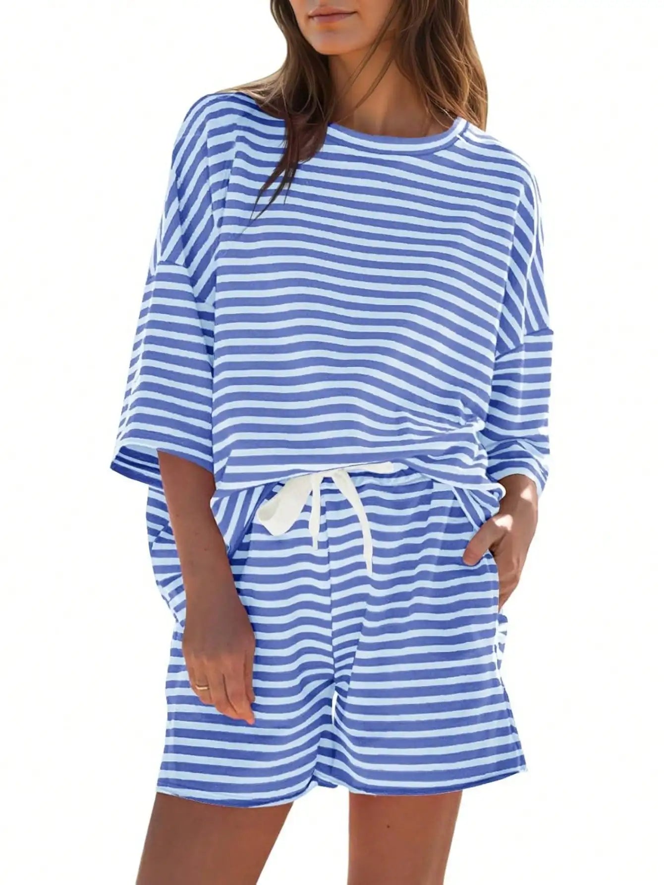 Fisoew Womens Striped Athleisure Two Piece Set Sweatsuit