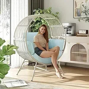 Egg Chair Outdoor Indoor Oversized Rattan Wicker Patio Lounge