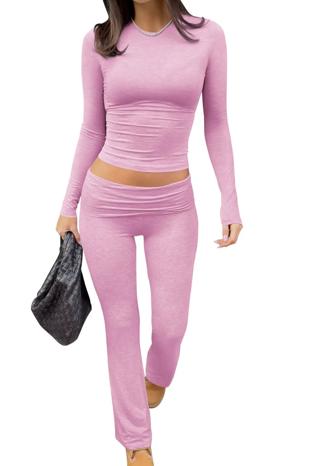 Women's Yoga Two-Piece Long Sleeve Wide-Leg Activewear Set