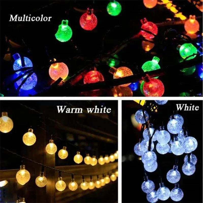 Solar Outdoor String Lights Crystal Fairy Garland 8 Modes Waterproof