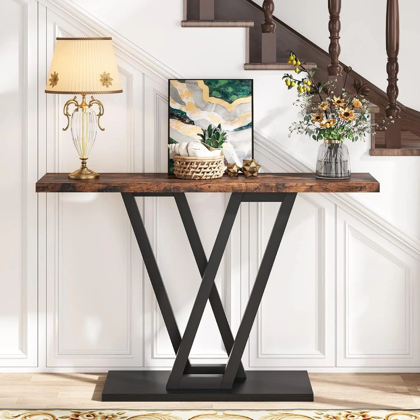 Little Tree Console Table Industrial Hallway Sofa Table Entryway